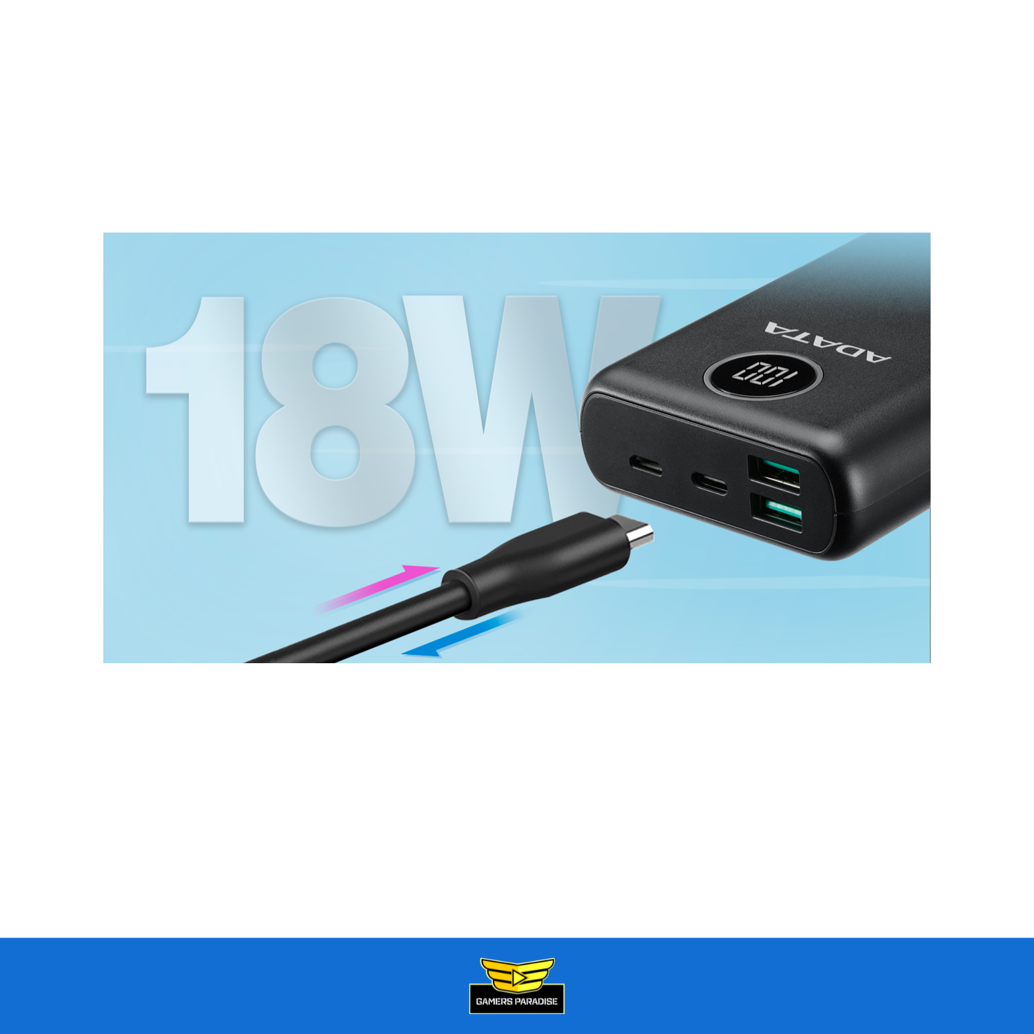 Power Bank 20000mah Batería Portátil Carga Rápida Adata