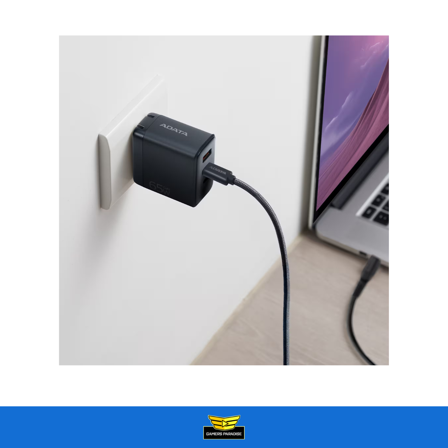 Cargador Usb Gan 65w Con Cable Usb C 2 Metros 100w Adata