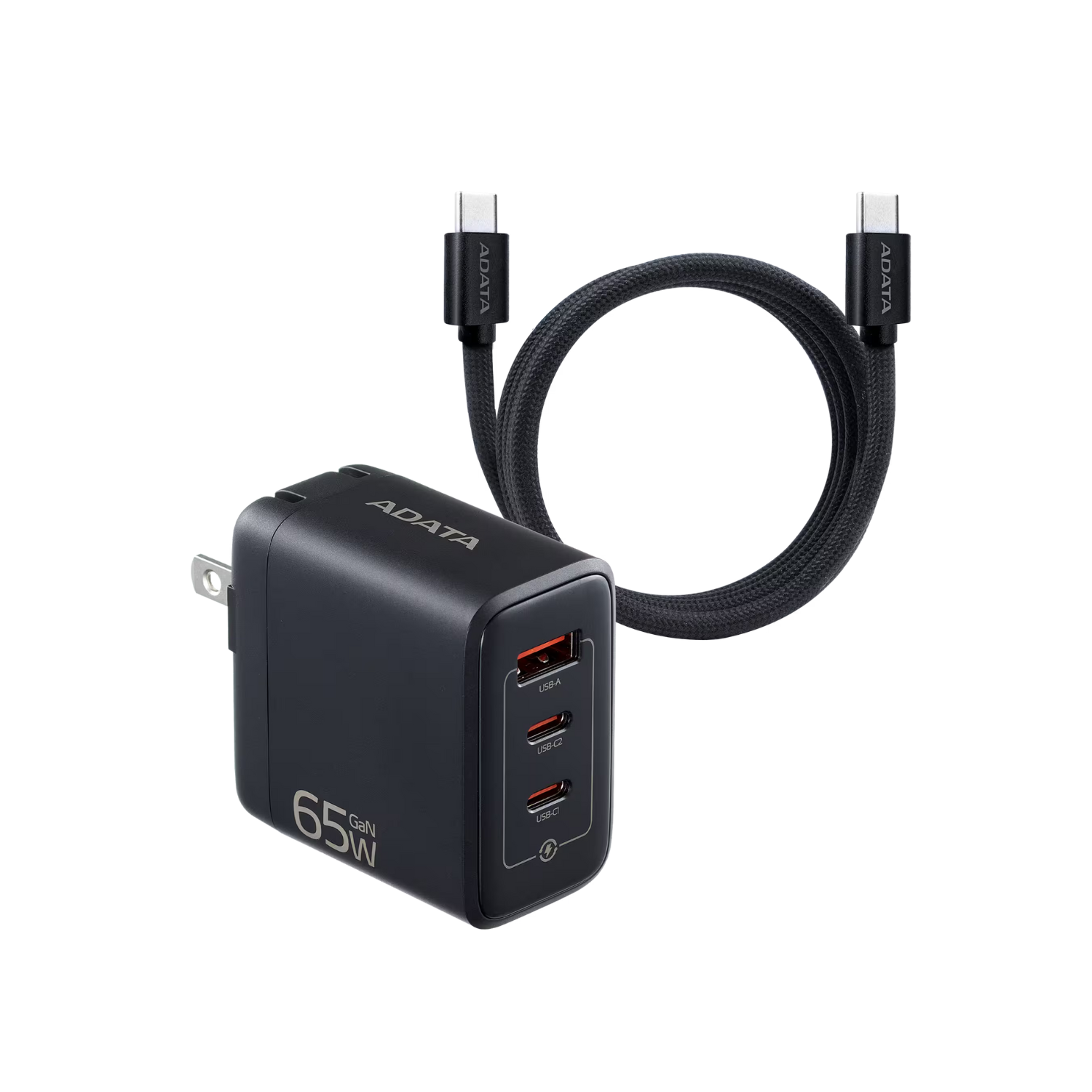 Cargador Usb Gan 65w Con Cable Usb C 2 Metros 100w Adata