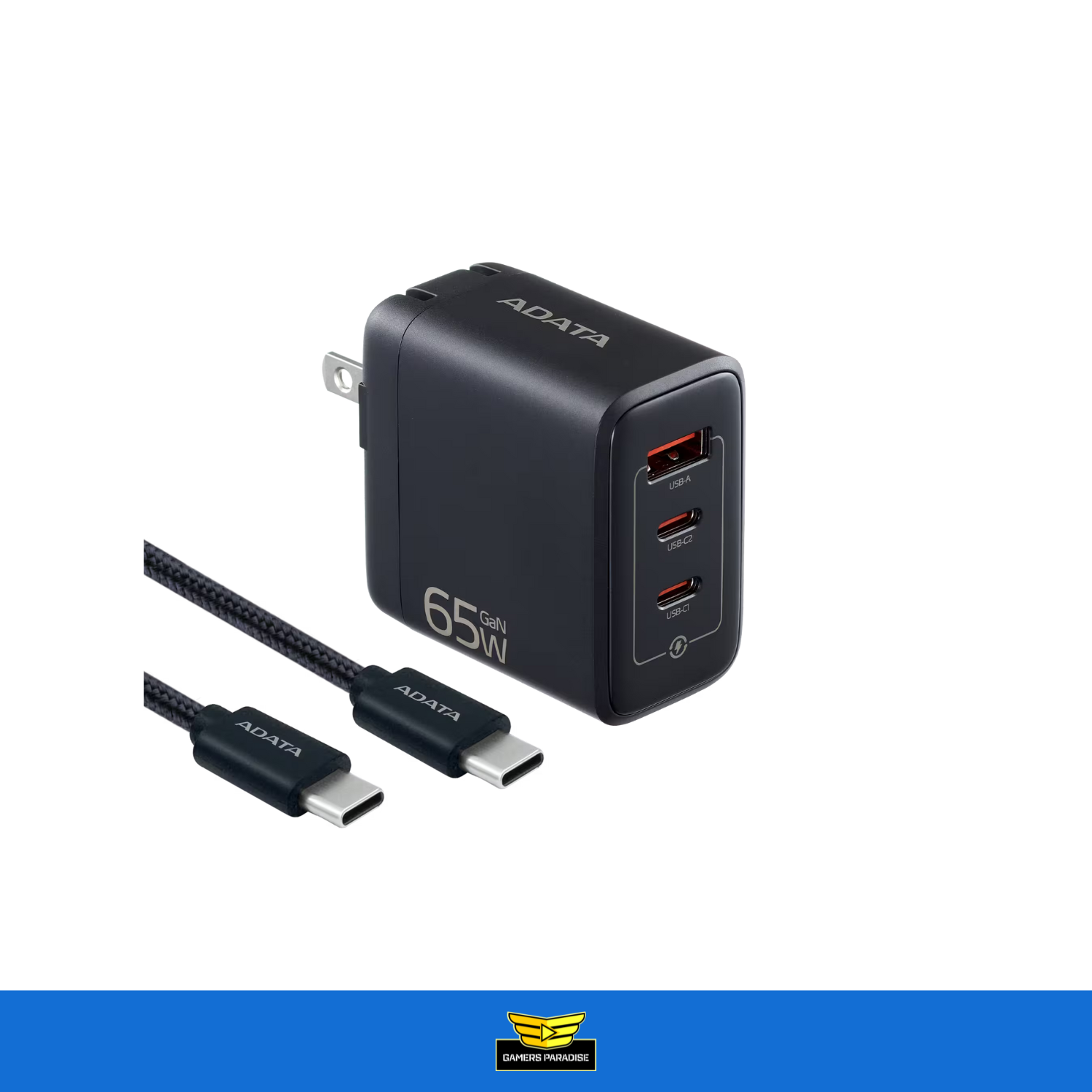 Cargador Usb Gan 65w Con Cable Usb C 2 Metros 100w Adata