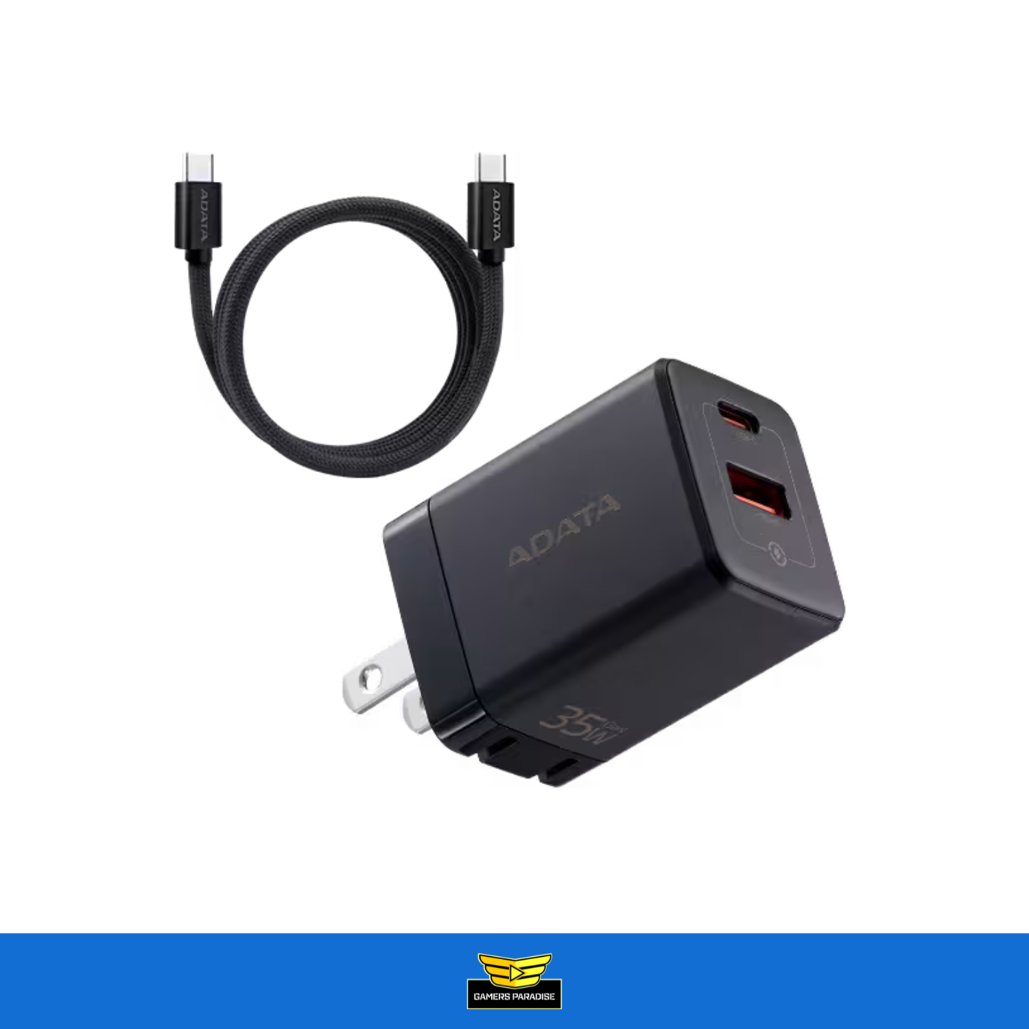 Cargador Usb Gan 35w Con Cable Usb C 1.5 Metros 100w Adata