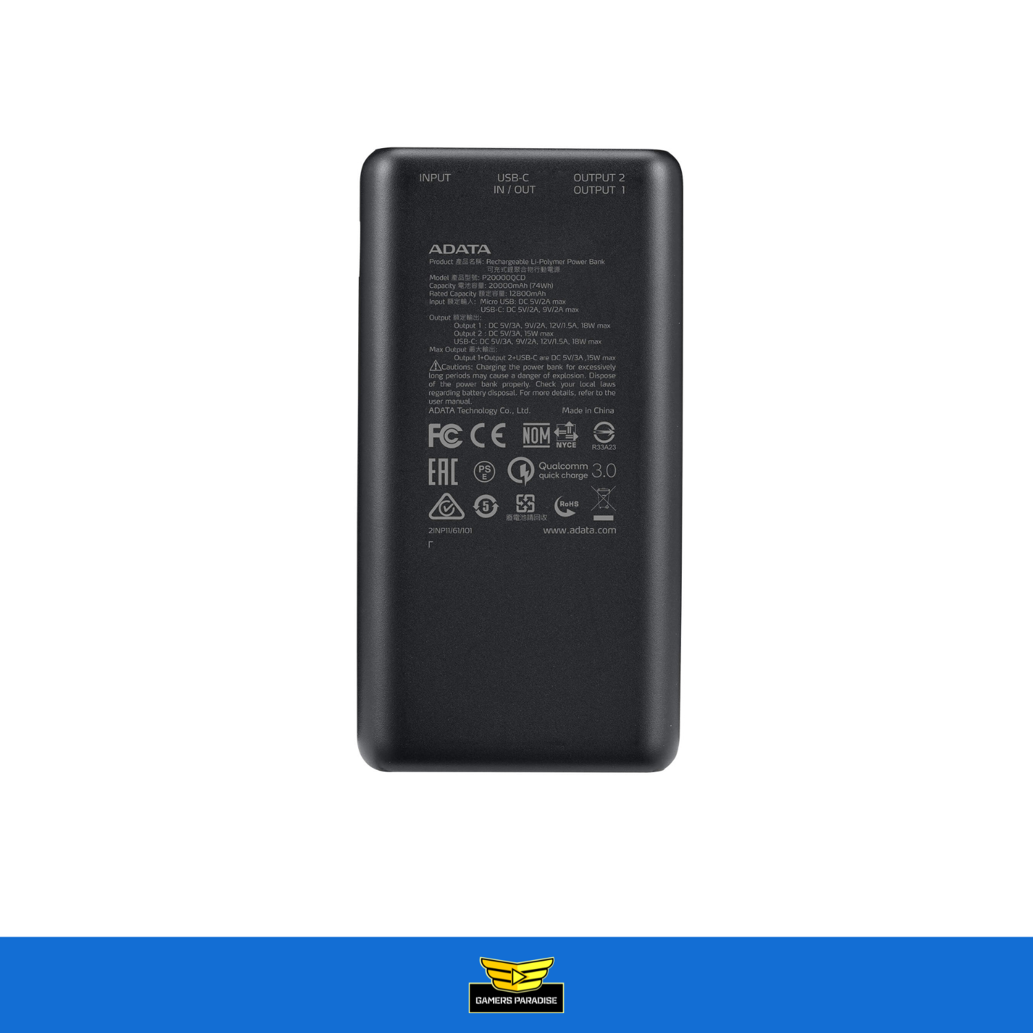 Power Bank 20000mah Batería Portátil Carga Rápida Adata