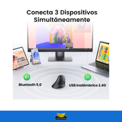 Mouse Vertical Ergonómico Ugreen 2.4g Bluetooth Windows Mac