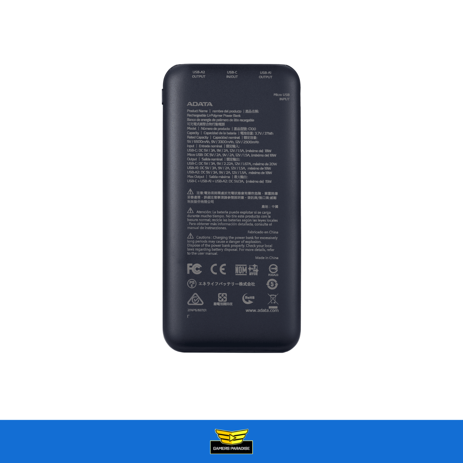 Power Bank 10000mah Batería Portátil Carga Rápida Adata