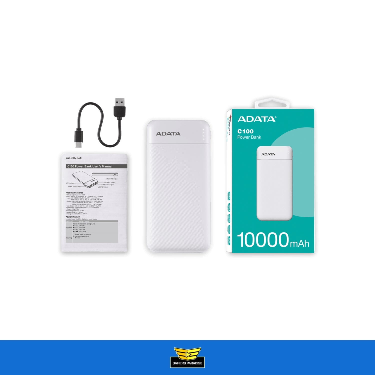 Power Bank 10000mah Batería Portátil Carga Rápida Adata