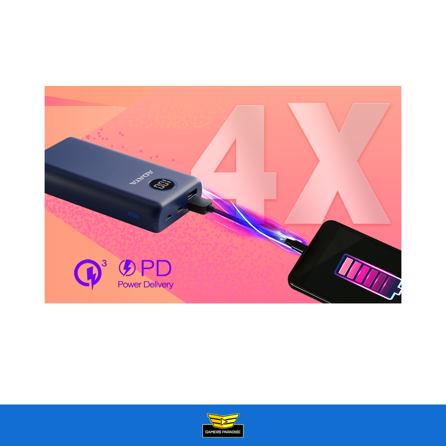 Power Bank 20000mah Batería Portátil Carga Rápida Adata