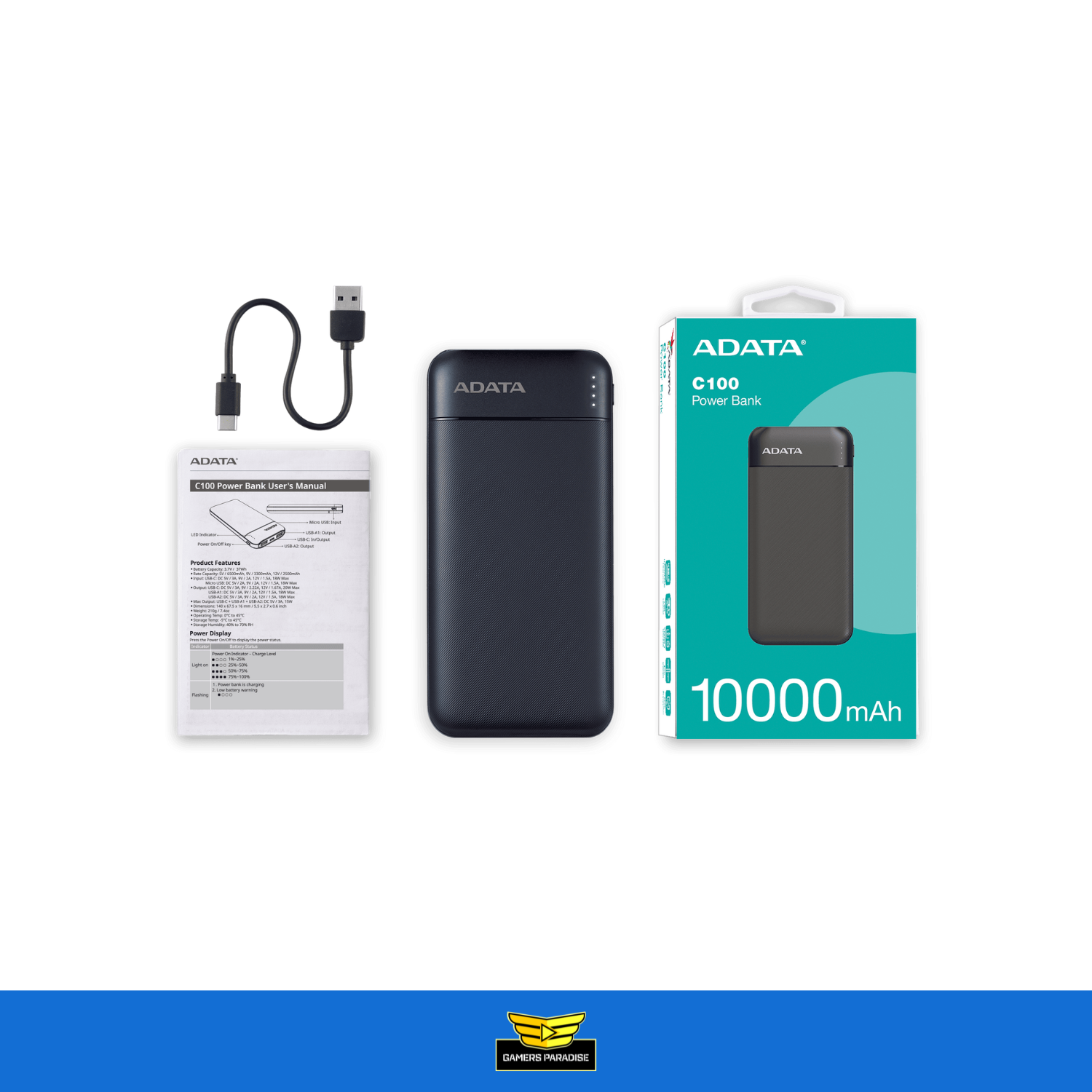 Power Bank 10000mah Batería Portátil Carga Rápida Adata