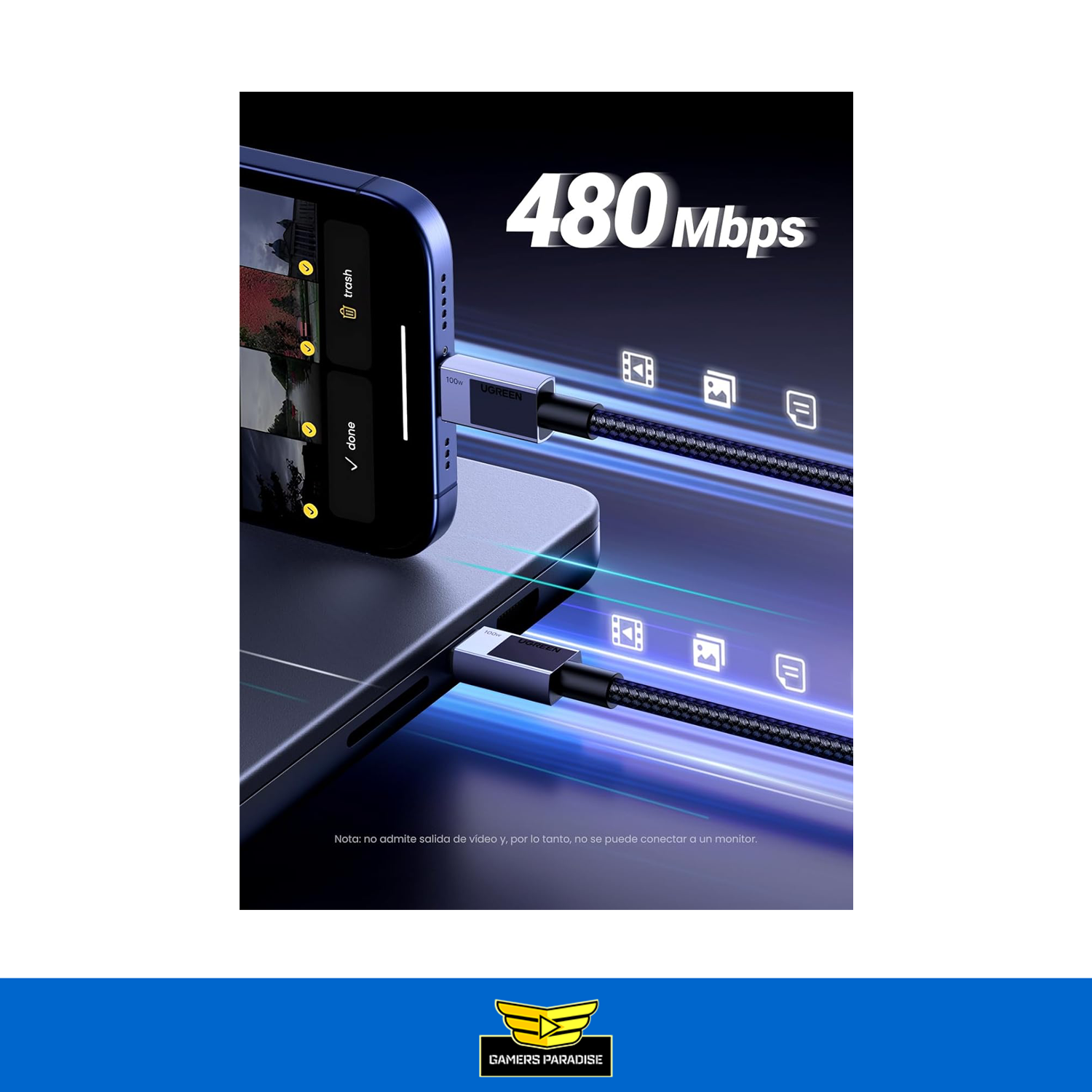 Cable De Carga Usb-c 2.0 A Usb-c 2.0 3m Gris Premium Ugreen