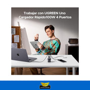 Cargador Usb C 100w Gan Carga Rápida Ugreen Uno Rg 4 En 1