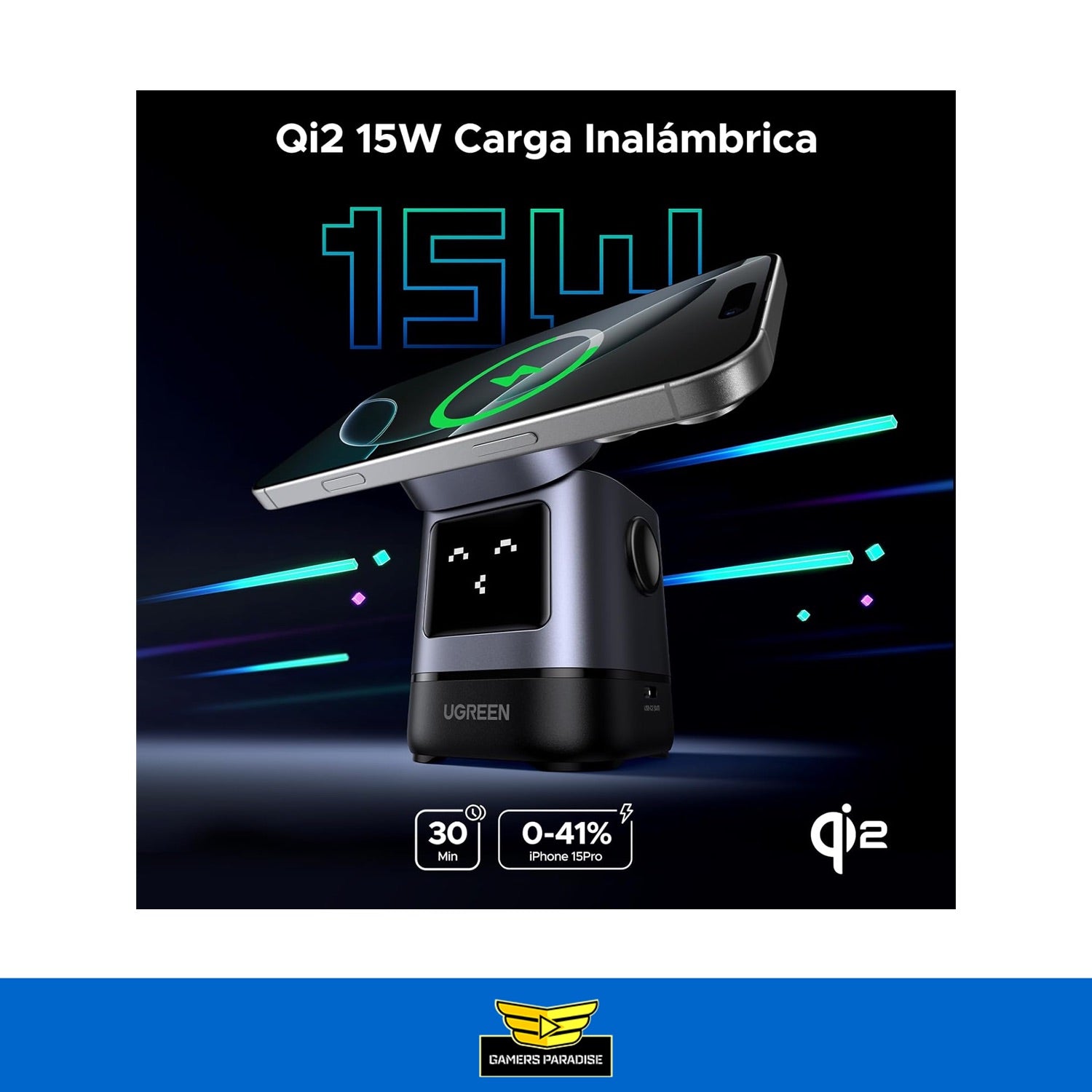 Cargador Inalámbrico iPhone Magsafe Ugreen Uno 2 En 1