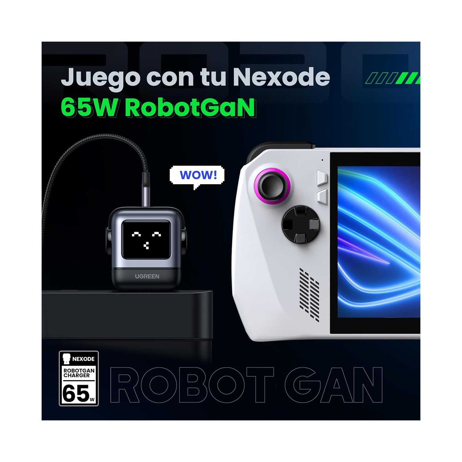Cargador Usb C 65w Gan Carga Rápida Ugreen Nexode Rg 3 En 1