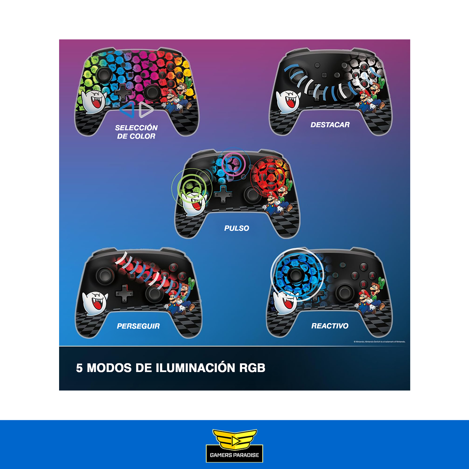 Control Inalámbrico Nintendo Switch Mario Boo Rgb Powera