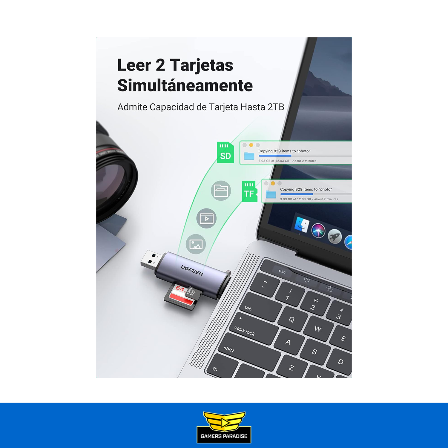 Lector De Memorias Sd Ugreen Usb C Y Usb A Otg Celular iPad